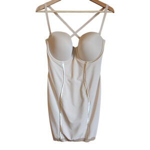 Maidenform Women’s Shapewear Slip Built-in Bra Underwire Firm Control Beige 38D